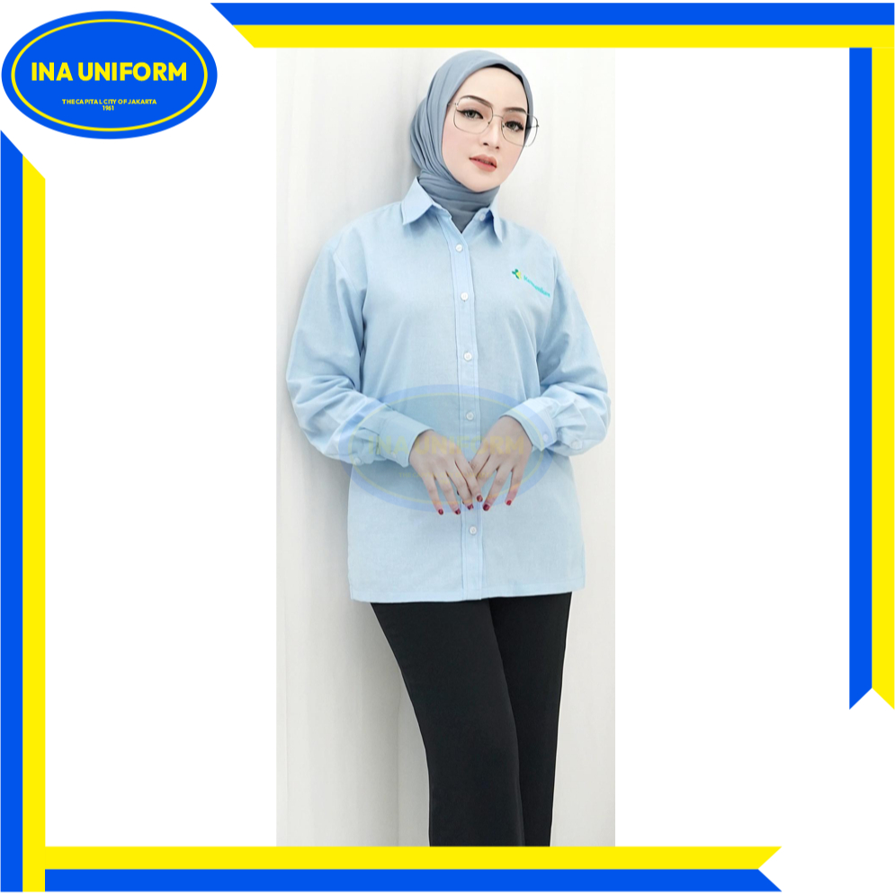 Kemeja Wanita Kementrian Kesehatan PDH Biru