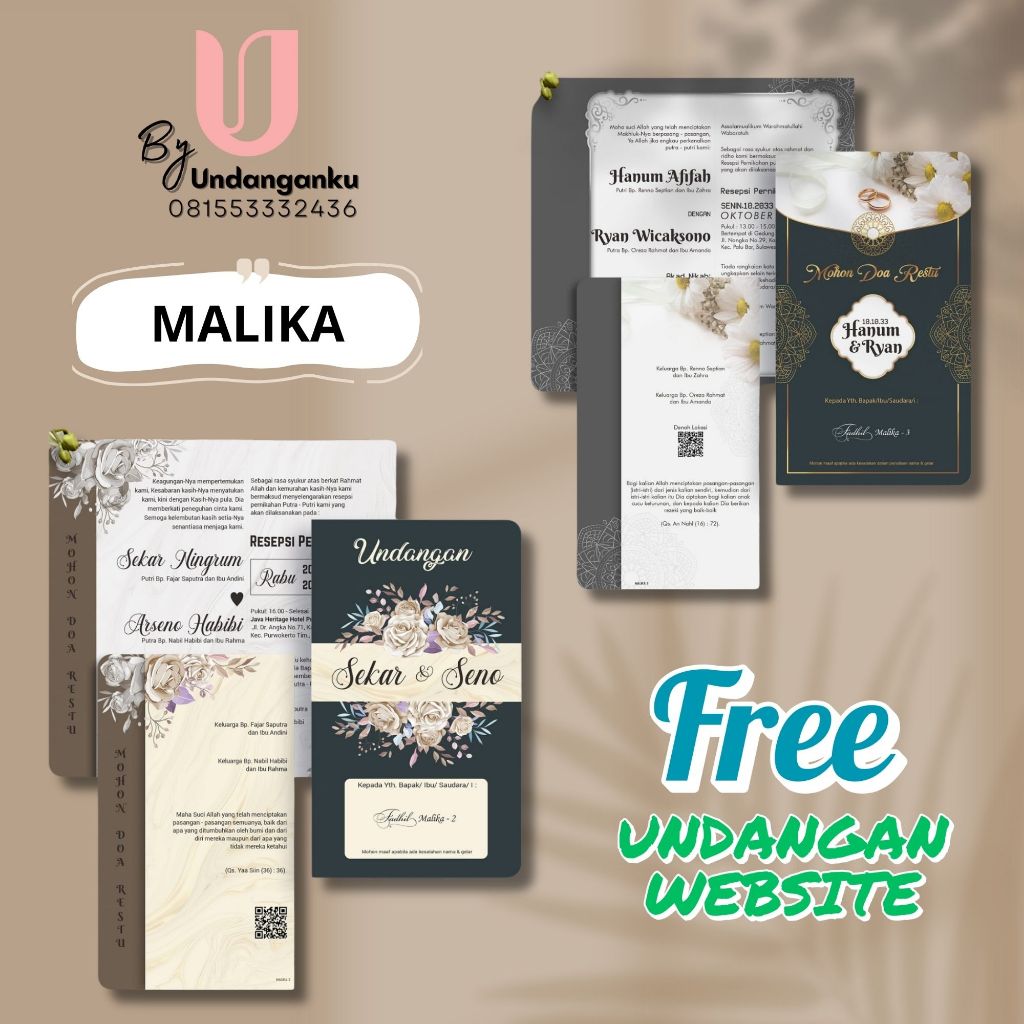 UNDANGAN PERNIKAHAN CETAK | UNDANGAN AESTHETIC FLORAL | UNDANGAN TEMA MALIKA | UNDANGAN PERNIKAHAN C