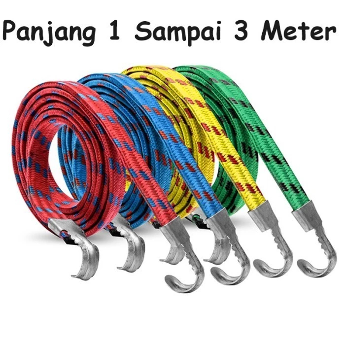Tali Bagasi Motor 1.5M/2.5M Tali Gepeng Bagasi Barang Karet Pengikat Elastis