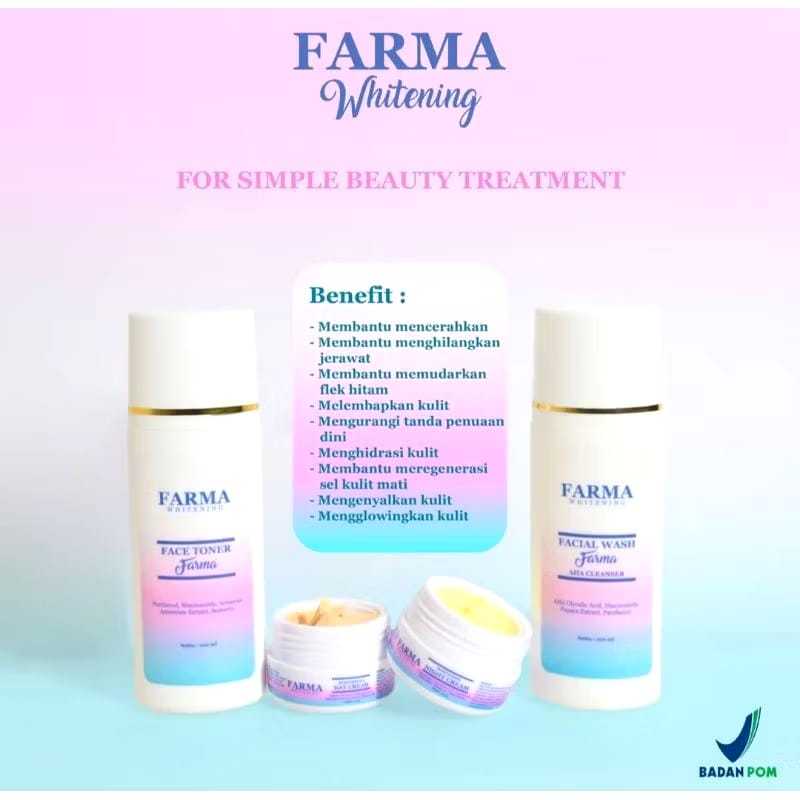FARMA WHITENING SKINCARE ORI BPOM 4 ITEM / SKIN CARE BPOM ORI 100%
