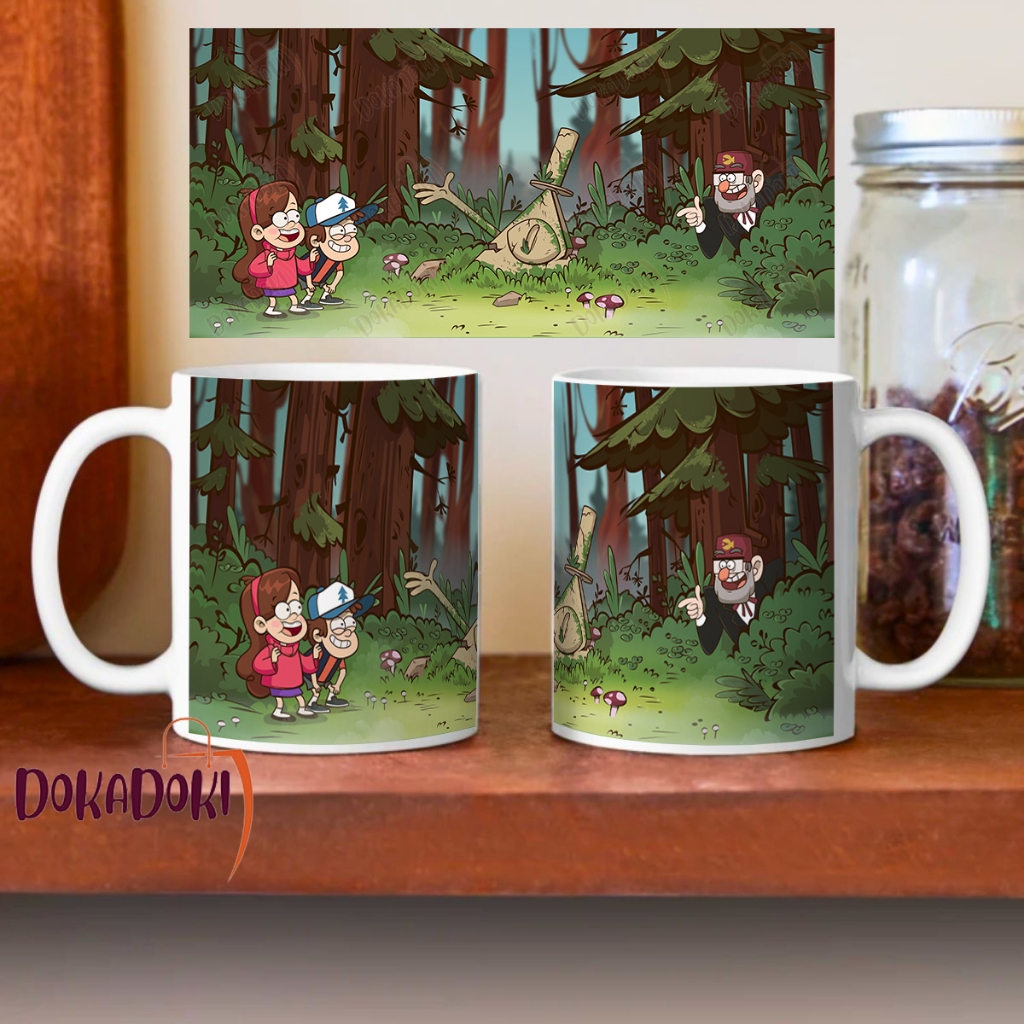 Gravity Falls Backdrop of a mystical forest Mabel and Dipper Pines Ceramic Coffee Mug Gift Hampers S