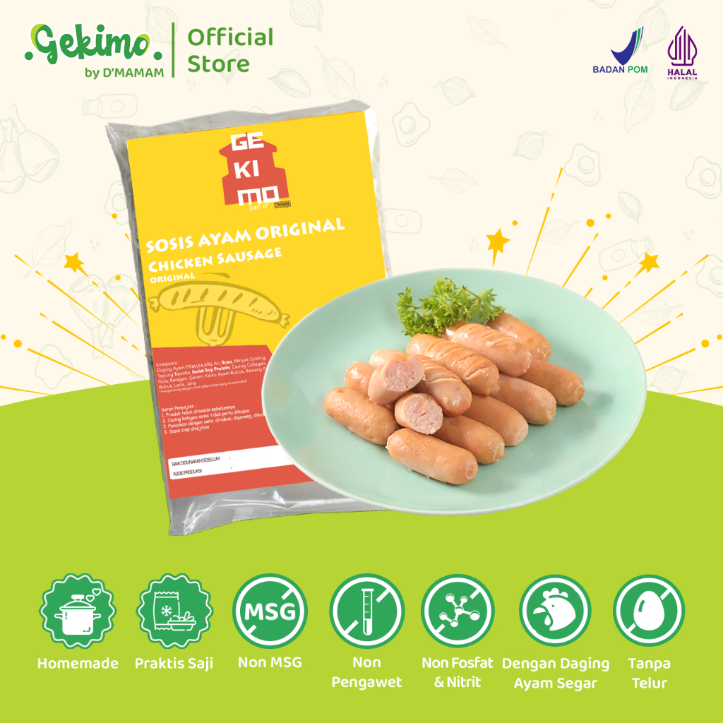 

Radaza D'MAMAM Chicken Sausage 250g Gekimo Sosis Ayam Premium Anak MPASI Homemade SNI BPOM HALAL