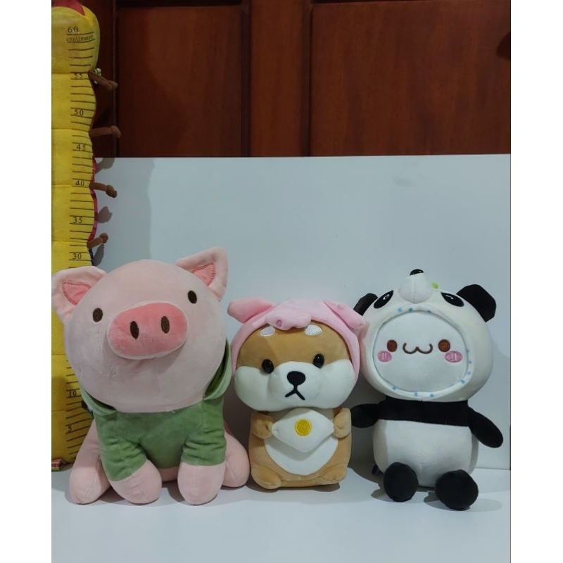 Boneka bahan lembut miniso B2 Pig Babi Doggy Shiba