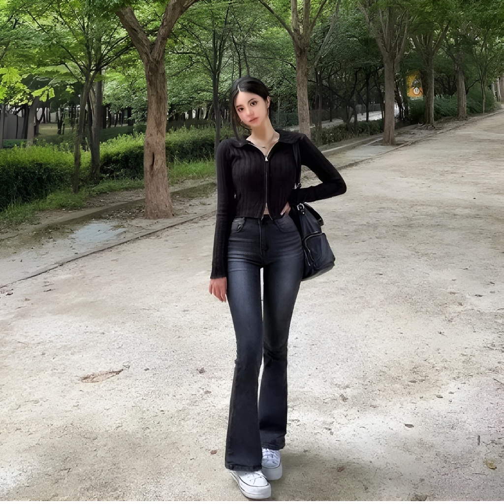 Highwaist Cutbray Jeans Retro Wanita Celana Jeans Cutbray Wanita Jeans Retro Korea Jeans Flare