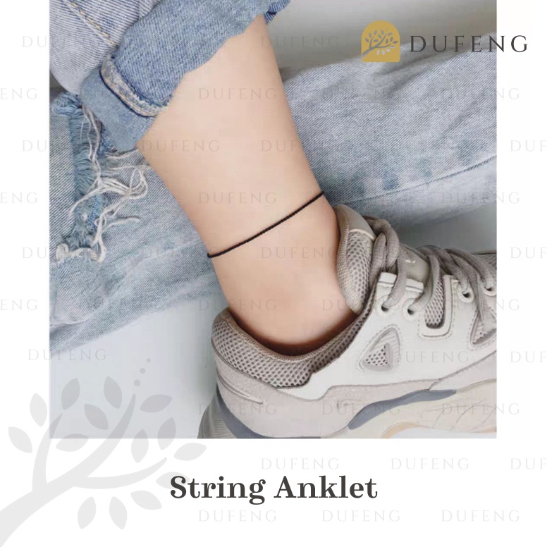 KODE J84O Dufeng  Black String Anklet