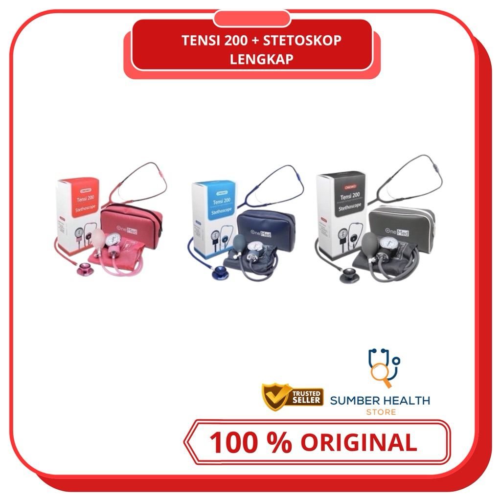 PAKET TENSI METER STETOSKOP ONEMED / TENSIMETER ANEROID 200 ALKES MEDAN - khenzi farmasi