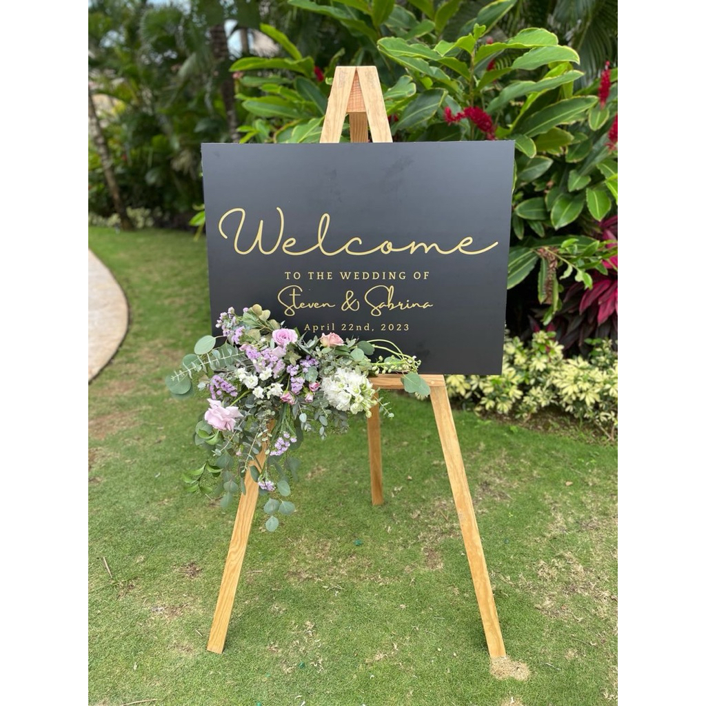 

easel stand weddingg/penyangga wedding/bahan kayu jati Belanda kayu tebal 2x3.