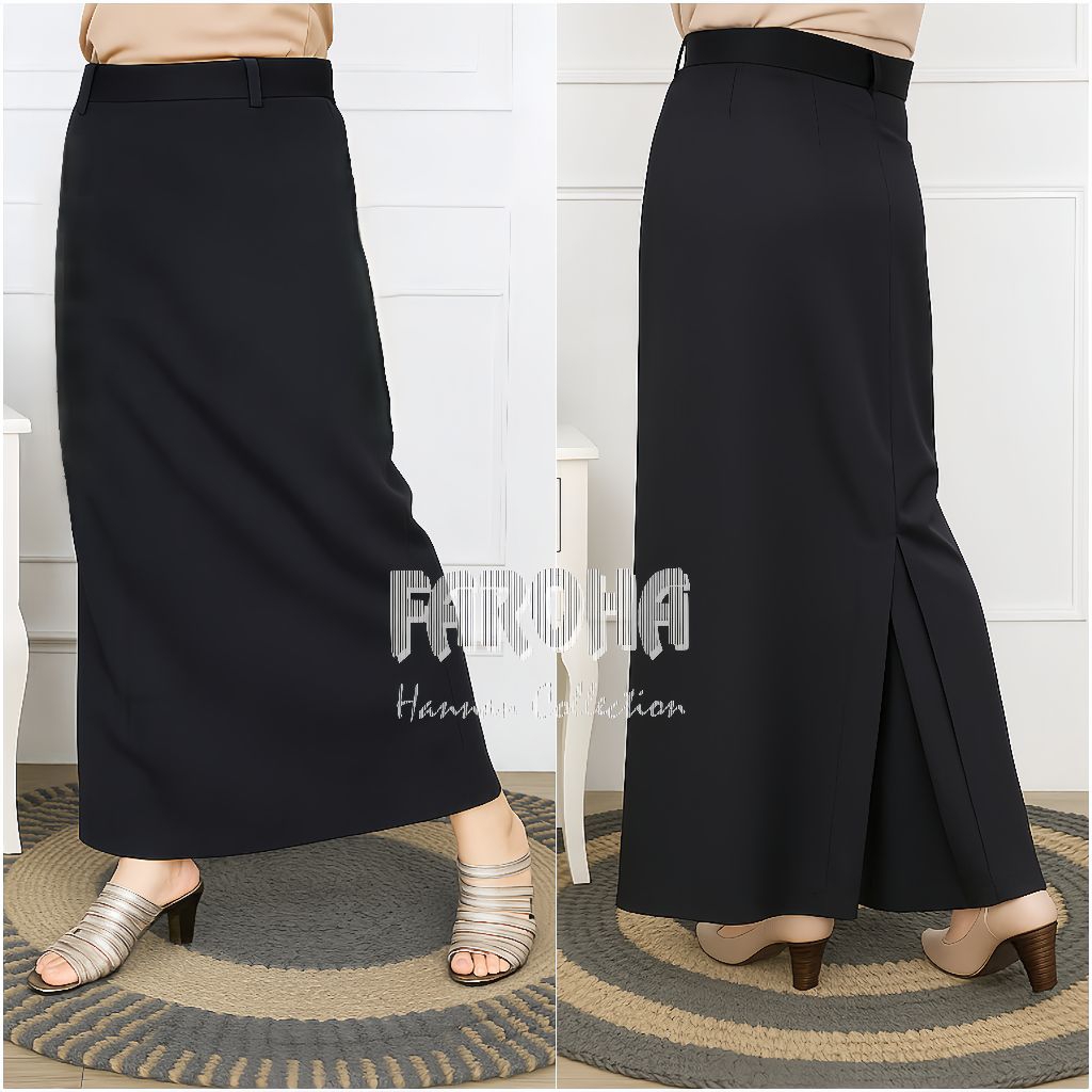 Rok Span Hitam Belah Belakang Rok Sepan Kerja Sekolah Rempel Belakang