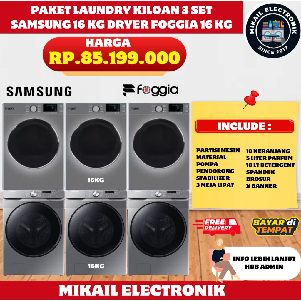PAKET USAHA LAUNDRY KILOAN PARTISI MESIN CUCI SAMSUNG 16KG DRYER 16 KG