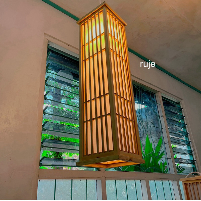 lampu gantung kayu besar jepang cafe rumah