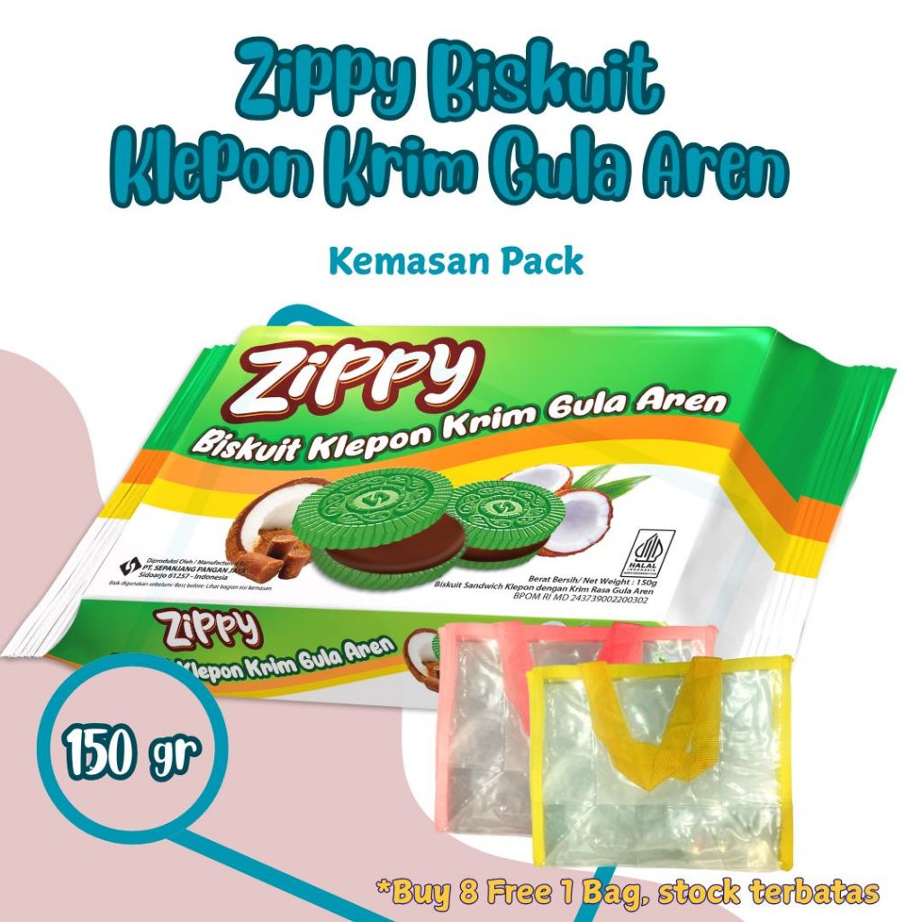 

ZIPPY KLEPON KRIM GULA AREN 150 Gr Biskuit Kemasan Pack