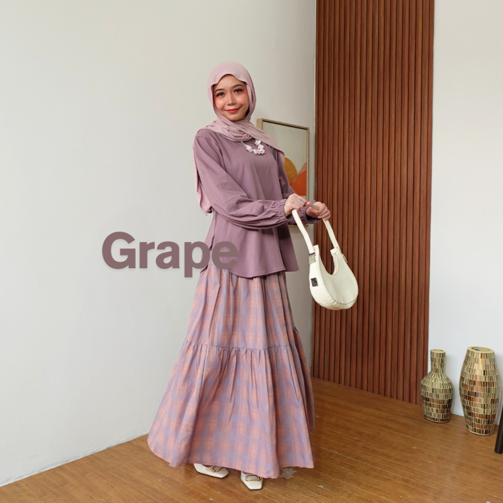 Tropical Oneset Atasan Kaos dan Rok Rample Baju santai muslim Wanita ny tunicis