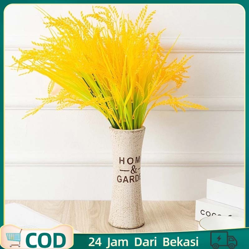 Padi Palsu Bunga Padi Hiasan 7 Cabang Bunga Plastik Padi Daun Dekorasi Rumah Padi Artificial