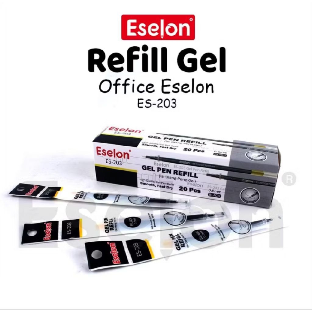 

REFILL PULPEN GELL HITAM ESELON / ISI PULPEN PER BOX ISI 20 PCS