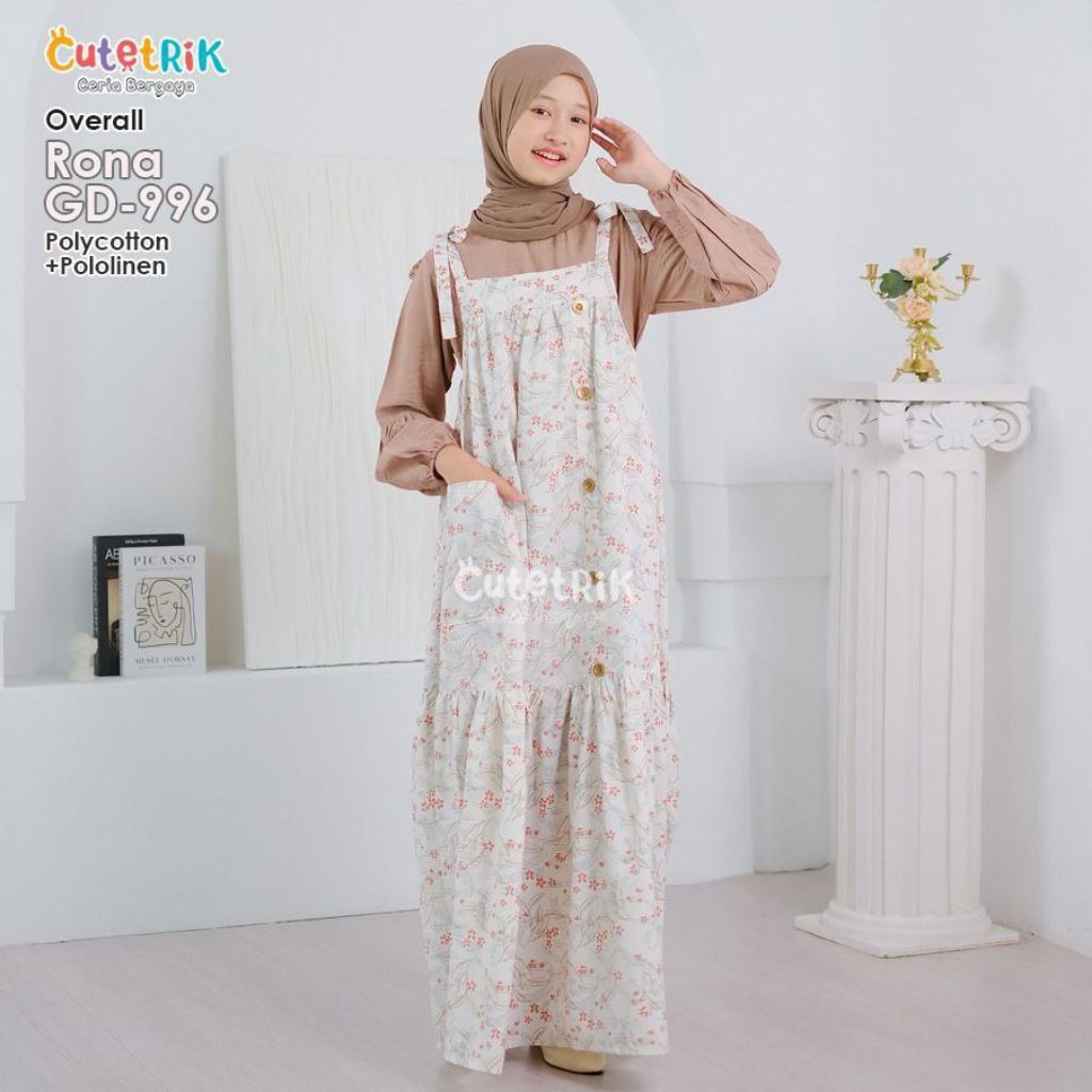 CUTETRIK-OVERALL YUSHA,RONA-OVERALL SET ANAK PEREMPUAN di