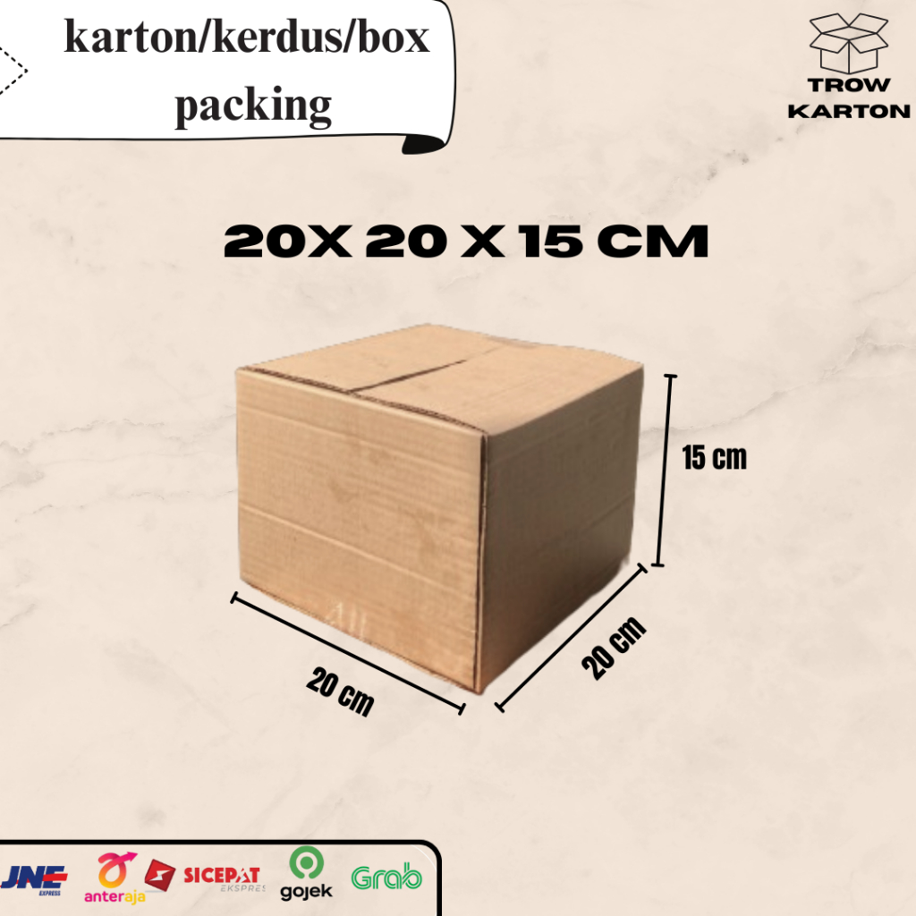 

Kardus/karton box polos packing ukuran 20 X 20 X 15