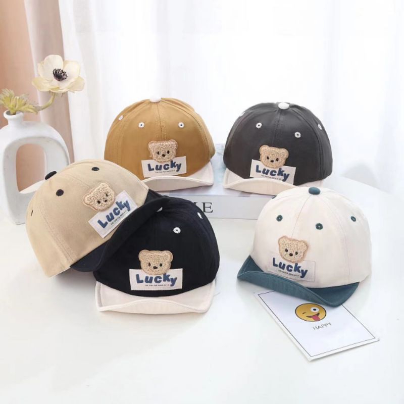 Topi pet bayi Lucky bear beruang premium baby cap