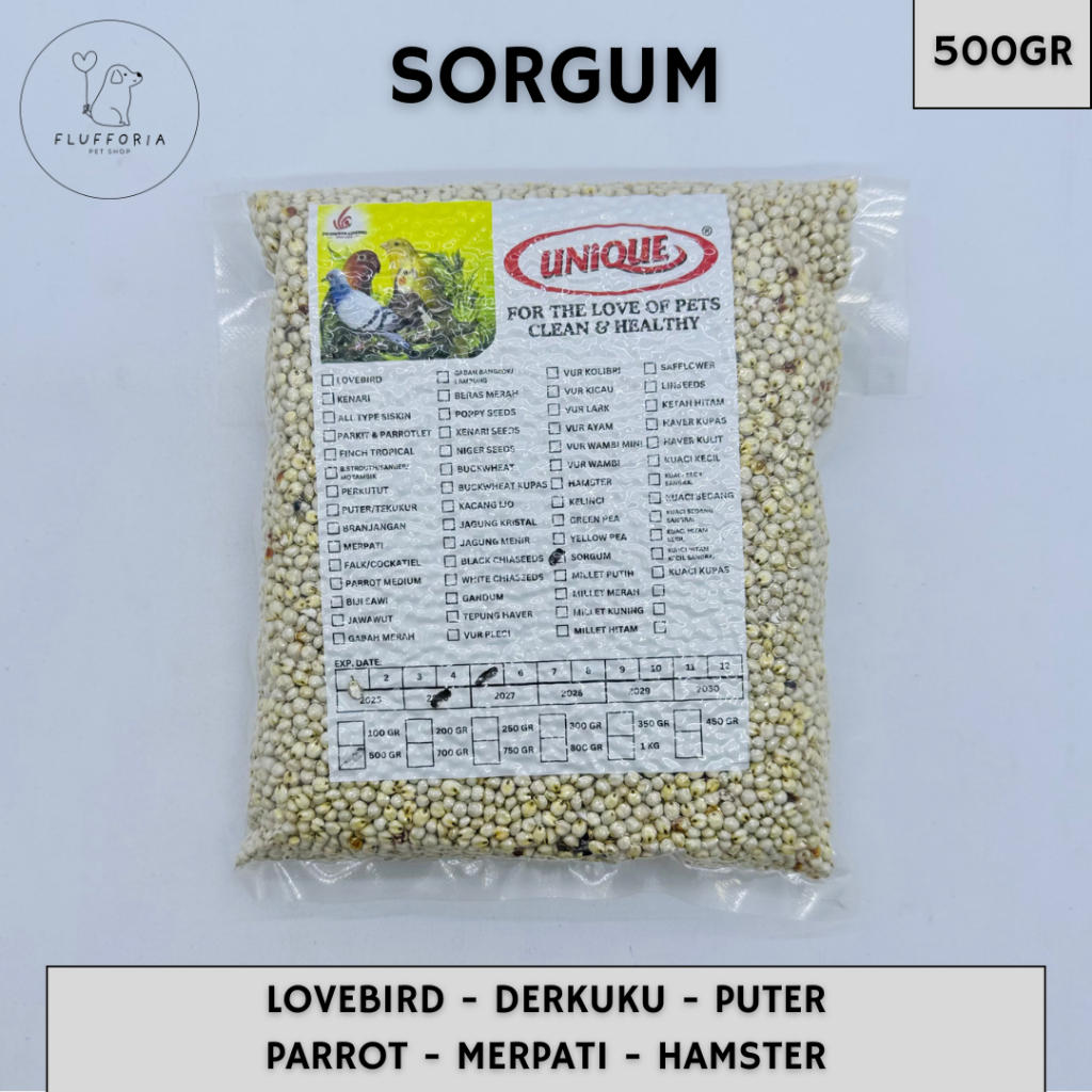 BIJI SORGUM PUTIH / SORGUM SANGRAI - PAKAN UNTUK BURUNG MERPATI, LOVEBIRD, PARROT, HAMSTER