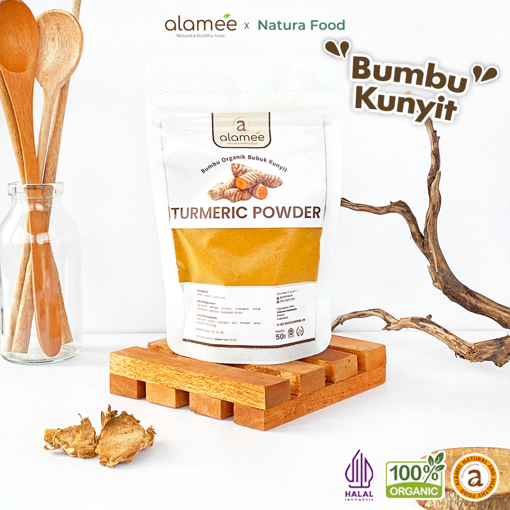

ALAMEE Turmeric Powder Kunyit Bubuk Ground Bumbu Dapur Instan Organik Murni Asli Seasoning 50 Gram
