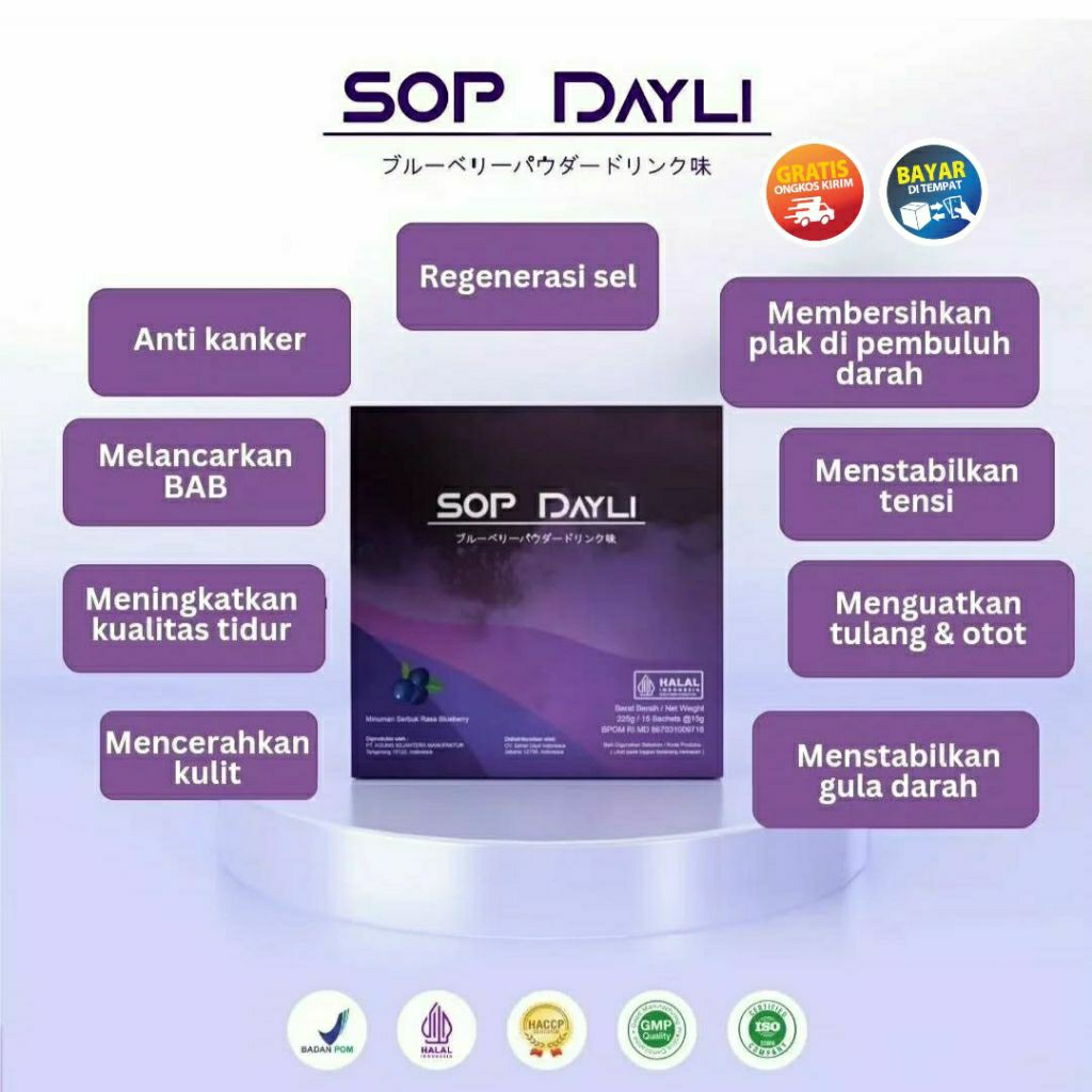 

SOP Dayli Original 1 Box 15 Sachet | Minuman Kesehatan Regenerasi Sel