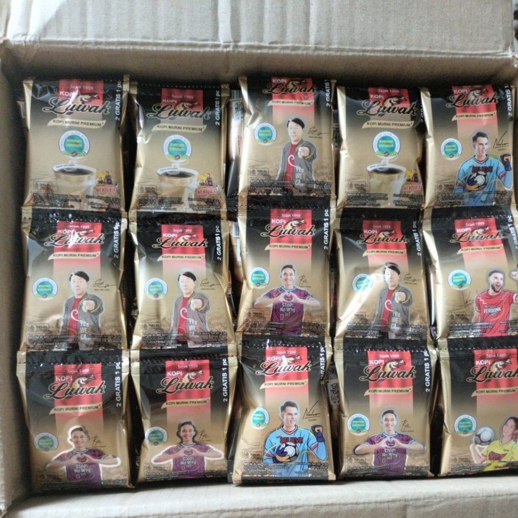 

kopi luwak murni 1 dus isi 20 renceng.1 renceng isi 15pcs