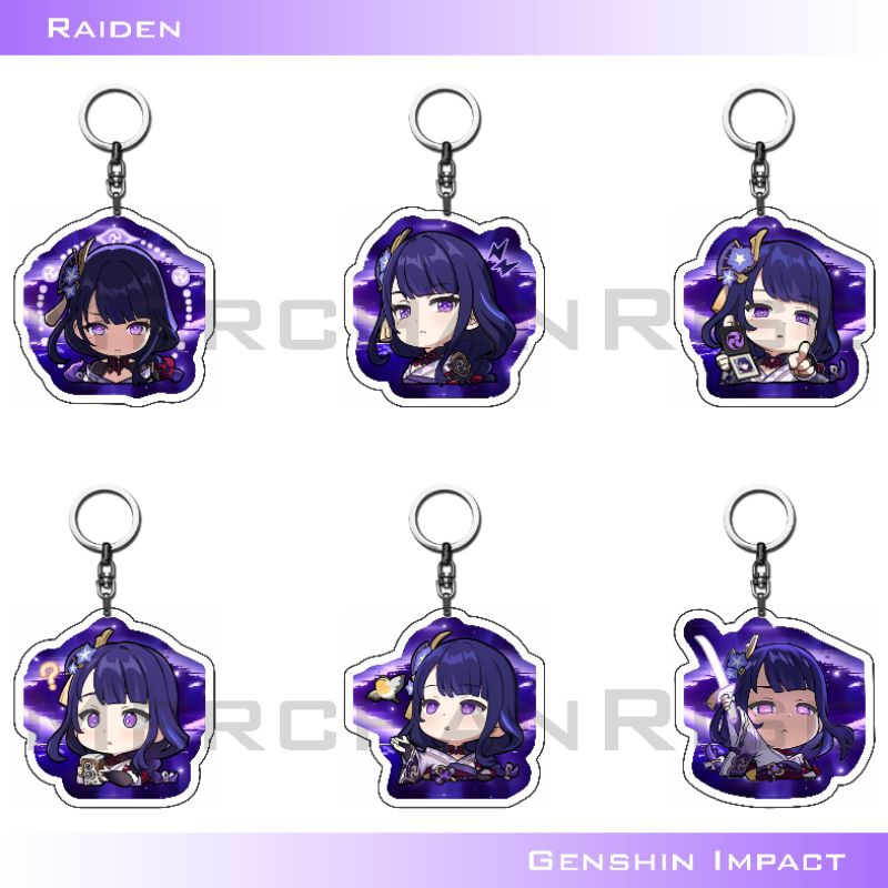 Genshin Impact Gantungan Kunci Akrilik Keychain Acrylic Raiden Shogun