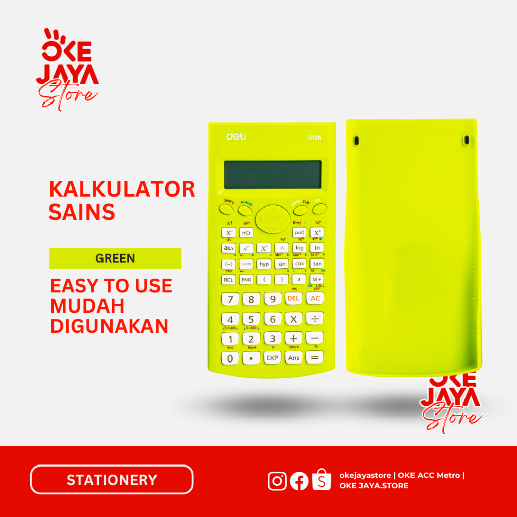 

Deli Kalkulator Scientific 240 Fungsi/ 10+2 Digits Display besar garansi 3 tahun E1710A