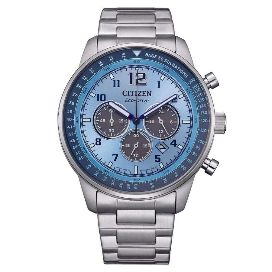 100% Original  Jam Tangan Pria Citizen CA4500-83M Eco-Drive Chronograph Blue Dial Stainless Steel