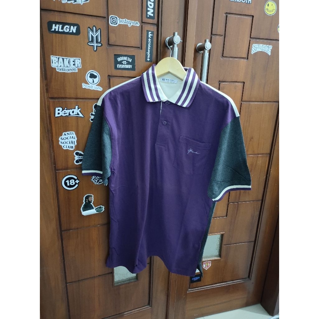 Kaos Pria Polo/Kerah Hassenda Ungu Variasi Abu, 100%Original&Murah