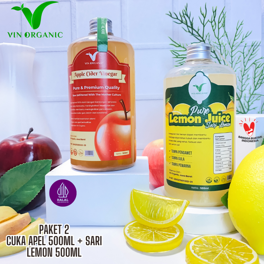 

VIN ORGANIC Paket Hemat 2 Sari Lemon 500ml & Cuka Apel 500ml