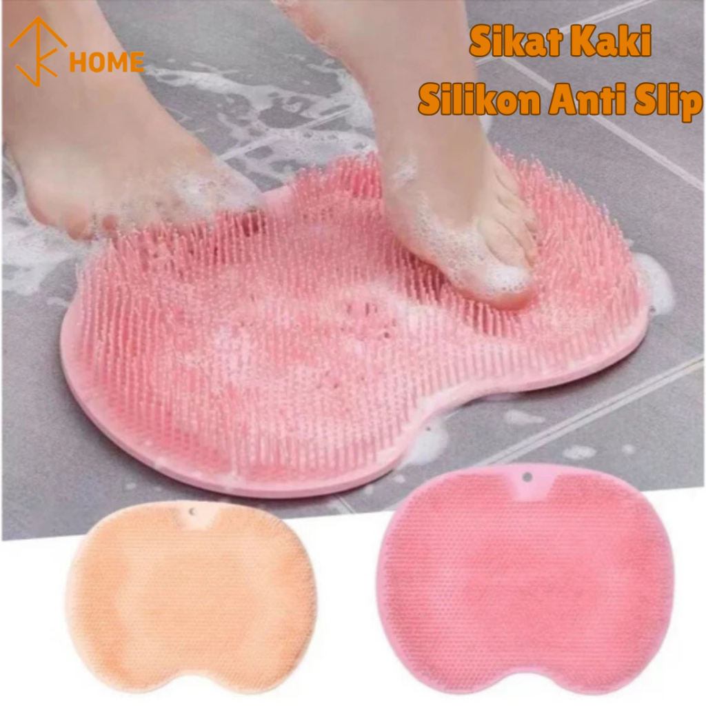 JK Alat Pembersih Sikat Kaki Silikon Anti Slip / Sikat Mandi Badan Pijat Punggung Tempel Dinding