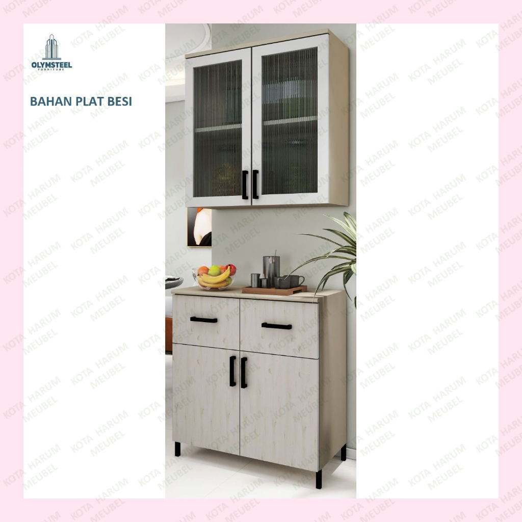 kitchen set besi lemari dapur besi atas bawah 2 pintu lemari dapur rak dapur gantung olympic olimpik