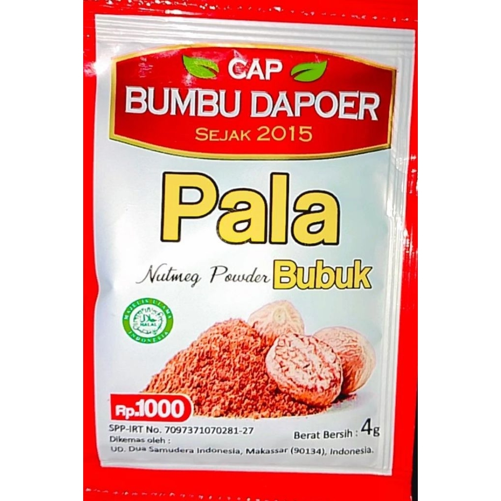 

Pala Bubuk Bumbu Dapoer 4 Gram , 1 Renceng 12 Sachet