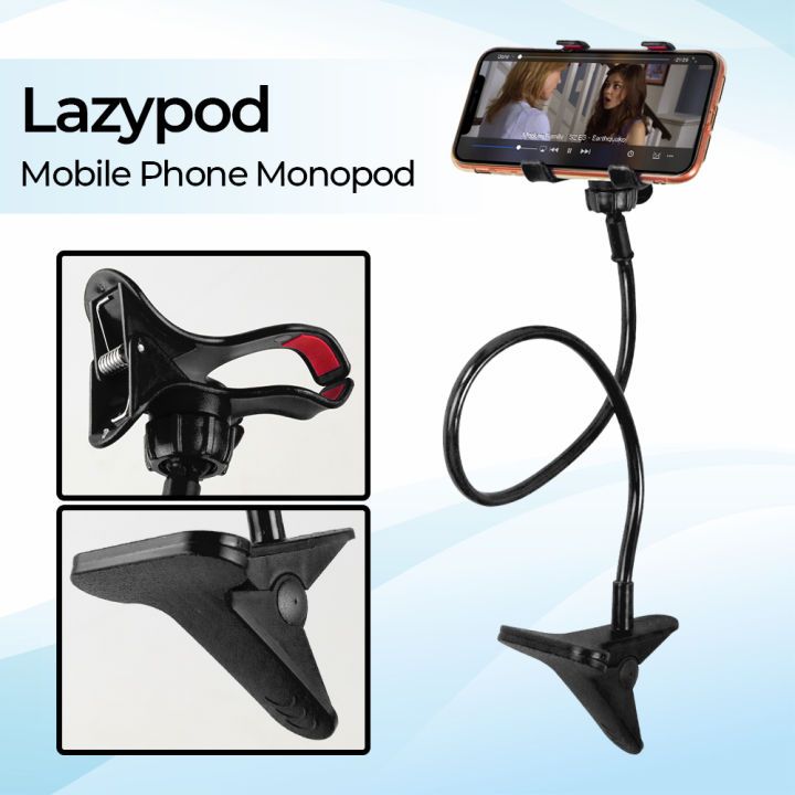 Lazypod Jepit Holder HP / Stand HP Meja Jepit Leher Panjang Fleksibel