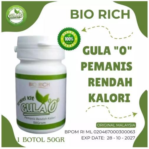 

GULA 0 NOL KALORI 1 BOTOL 50GR ORIGINAL BIO RICH MALAYSIA