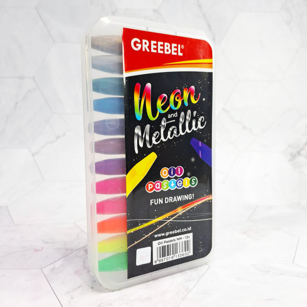 

Greebel Krayon Neon Metallic Oil Pastels 12 Warna NM12c - Warna Cerah & Efek Mengkilap