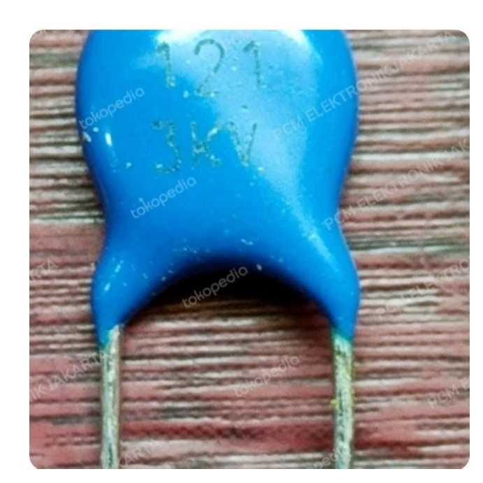 RF4308 kapasitor capacitor keramik biru 120pf 121 121pf 3kv 3000v 3 kv 3000volt 3000 volt bisa untuk