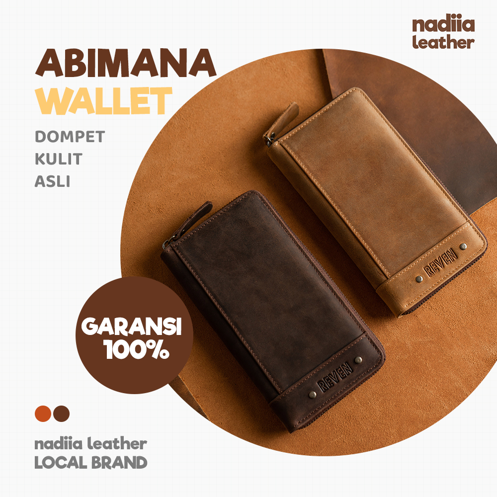 Dompet Pria Panjang Kulit Asli Dompet Kartu Reven Abimana Wallet