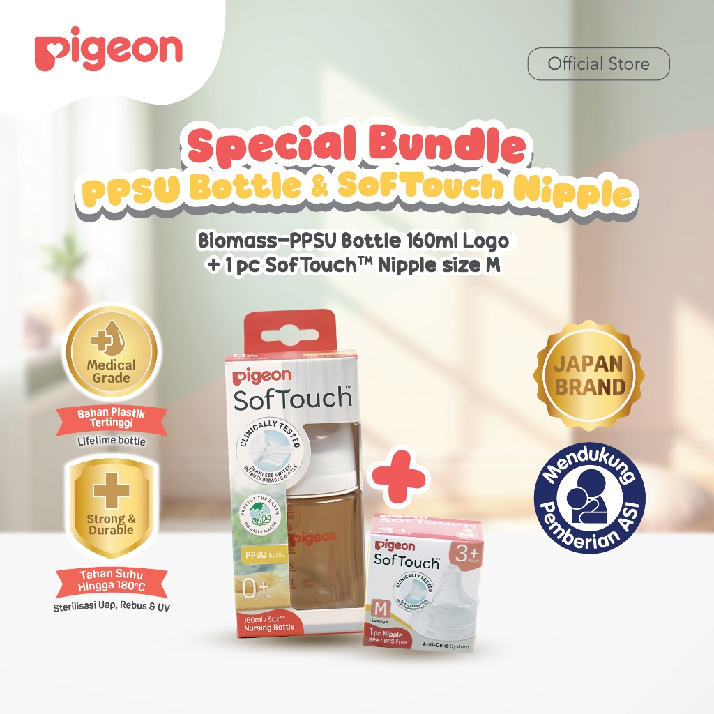 [LIMITED STOCK] BUNDLING BIOMASS-PPSU BOTTLE 160 ML + 1 SOFTOUCH NIPPLE DOT SIZE M | BOTOL BAYI | PP
