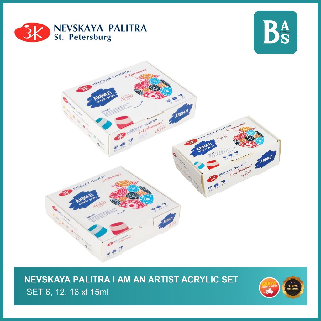 

Nevskaya Palitra I Am An Artists Glossy Acrylic Set 6, 12, 16 x 15ml - Cat Akrilik - Bali Artemedia