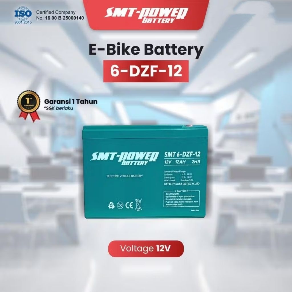 Baterai Aki Motor Listrik Samoto SMT 6-DZF-12 12V-12AH (6 DZF 12)