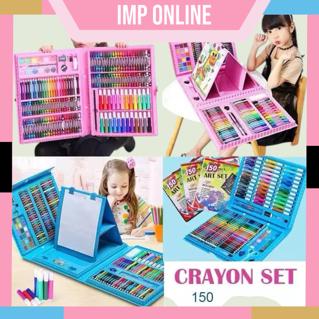 

IMP- Crayon Set 150pcs / Pensil Warna Spidol Krayon Cat Air Minyak Kuas Palet Water Colors Alat Menggambar Mewarnai Melukis Isi 150 pcs Anak Anak / Kit Art Supplies Painting Hadiah Kado Ulang Tahun Birthday Gift Pencil Colours Coloring Set Gambar Lukis Ma