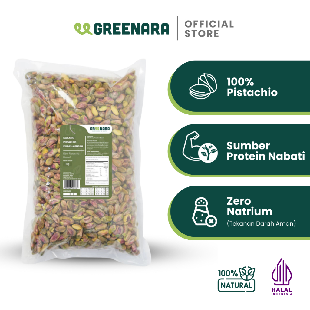 

Greenara Kacang Pistachio Kupas 1kg / Pistachio Kernel