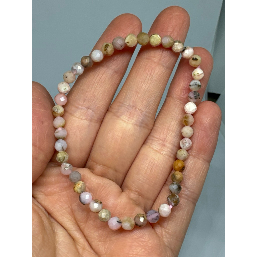 Gelang Pink Opal Faceted 4.2mm lingkar 17.5cm