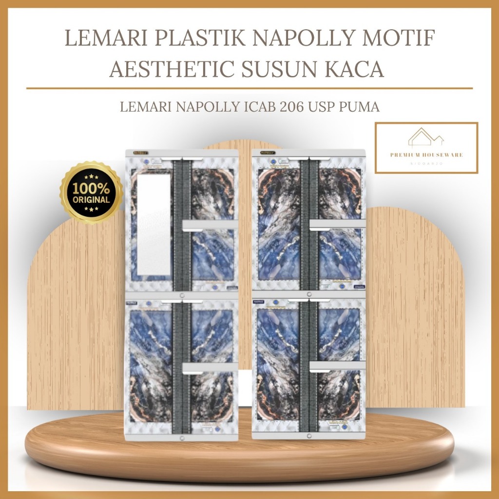 LEMARI PLASTIK NAPOLLY ICAB 206 C USP MARBLE UNSTOPPABLE – LEMARI SERBAGUNA KNOCK DOWN ANTI RAYAP JA