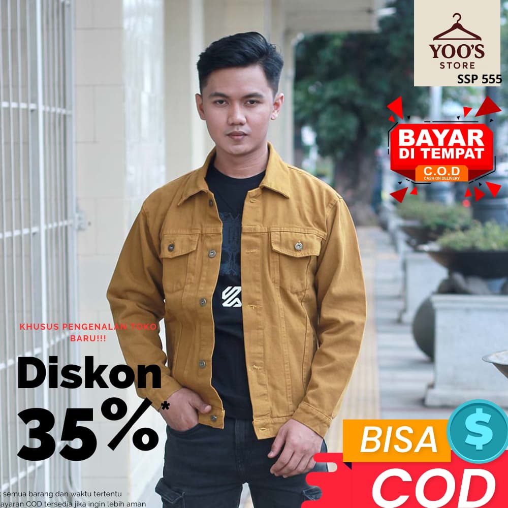 Inficlo Jaket Pria Couple, Jaket Jeans Pria Coklat, Jaket Rompi Jeans Coklat Pria