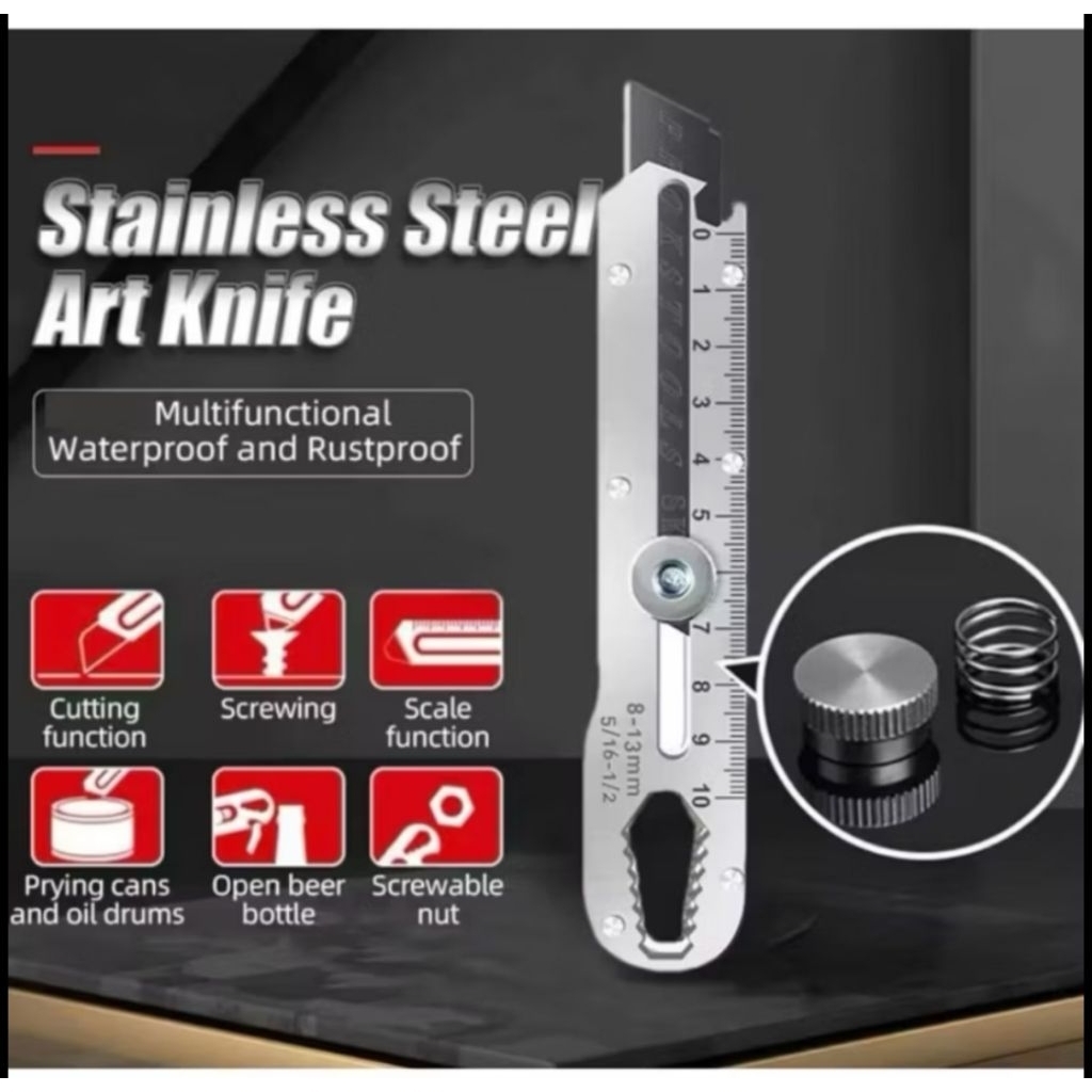 

CUTTER STAINLESS 9in 1 Multifungsi Pembuka tutup botol,penggaris