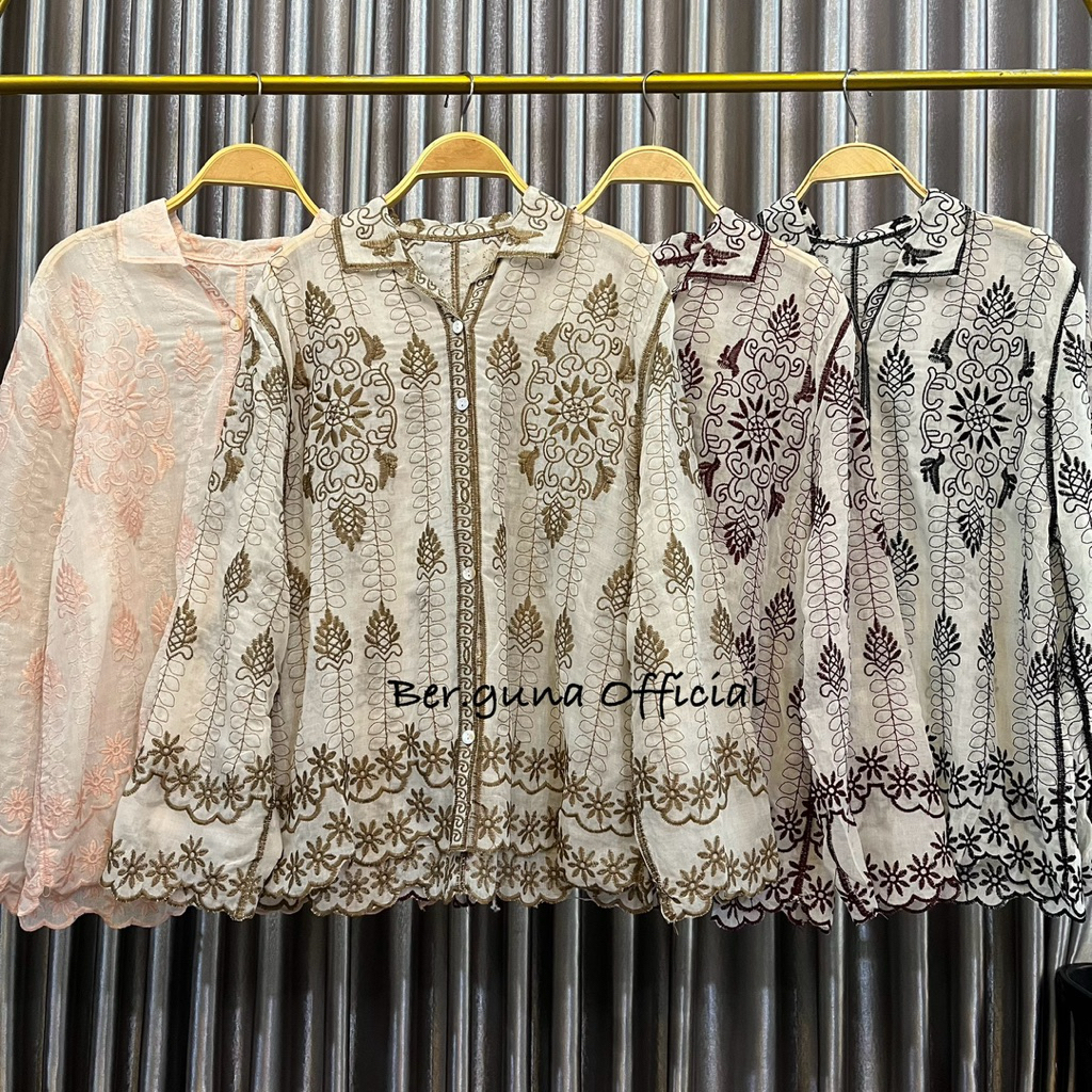 Ber.guna Alaia Bohemian Top Lace Bordir Embroidery Blouse
