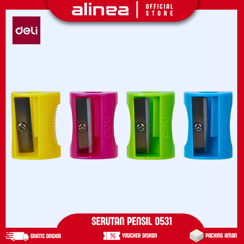 

[1/3 PCS] Serutan DELI Penyerut Pensil Lucu Kecil Murah Deli Neon Pencil Sharperner 0531