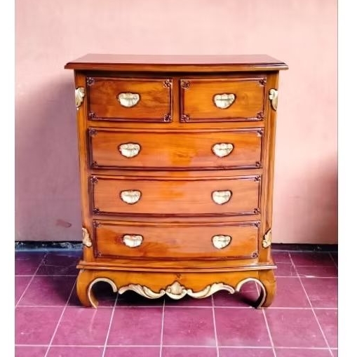 NAKAS/LOKER UKIR LACI 5 KAYU JATI